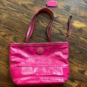 Coach signature patent leather tote